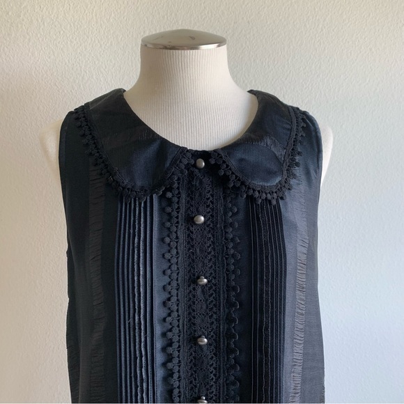 Anna Sui black vintage inspired dress, sleeveless, low waist, w/ lace velvet.‎ S - Picture 4 of 16